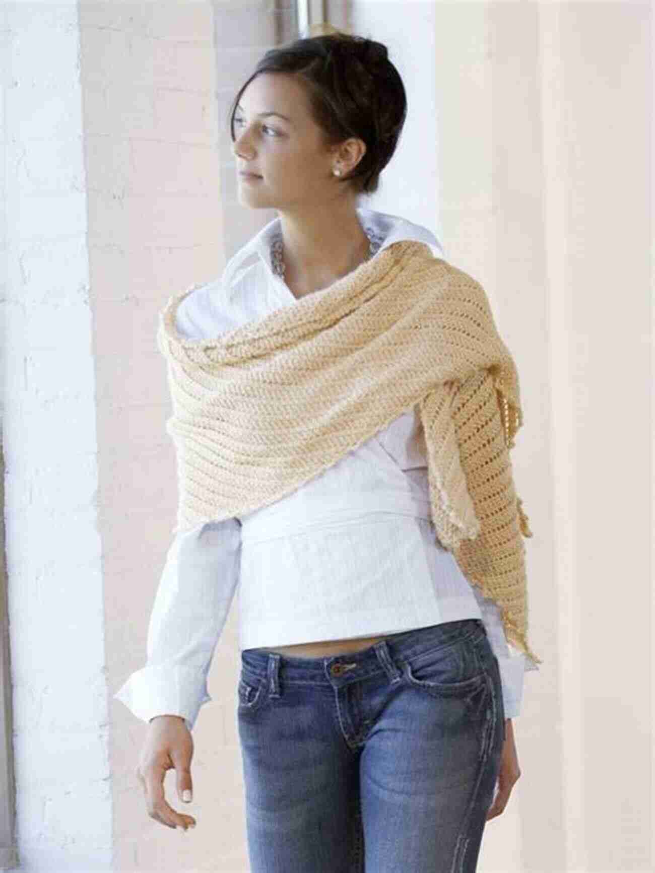 A Model Wearing A Lace Edged Shawl Over A Basic Outfit Everyday Lace: Simple Sophisticated Knitted Garments