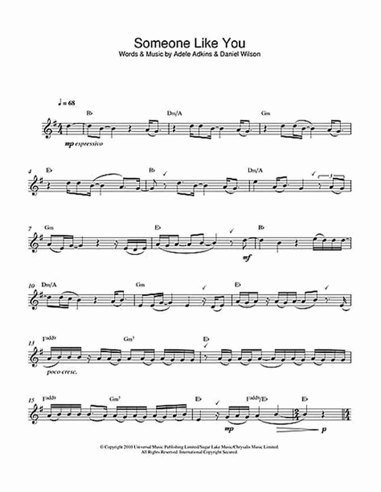 Adele Someone Like You Sheet Music For Alto Sax 101 Popular Songs For Alto Sax (SAXOPHONE)