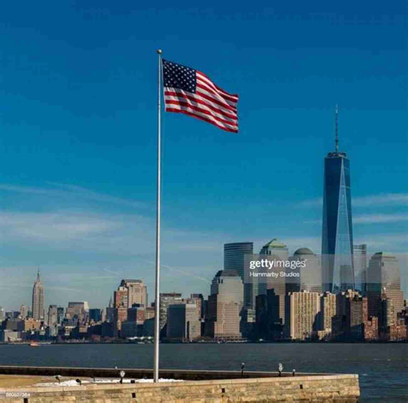 American Flag Waving Proudly Over A City Skyline During Sunrise The Flag Was Still There