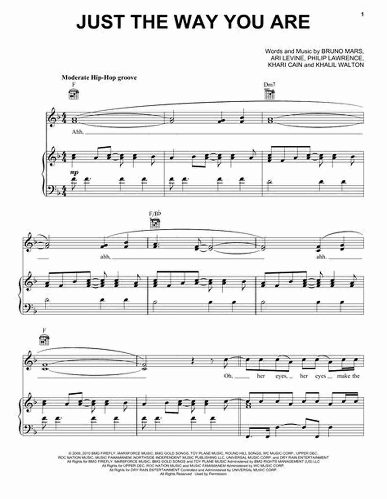 Bruno Mars Just The Way You Are Sheet Music For Alto Sax 101 Popular Songs For Alto Sax (SAXOPHONE)