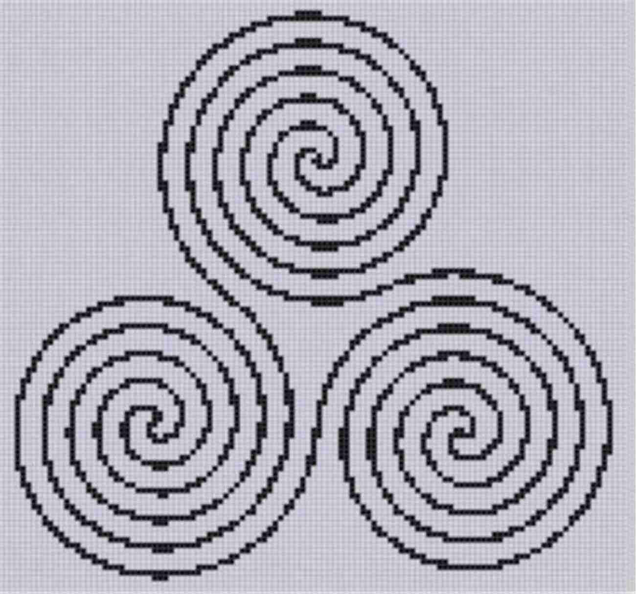 Completed Celtic Triple Spiral Cross Stitch Pattern Celtic Triple Spiral Cross Stitch Pattern