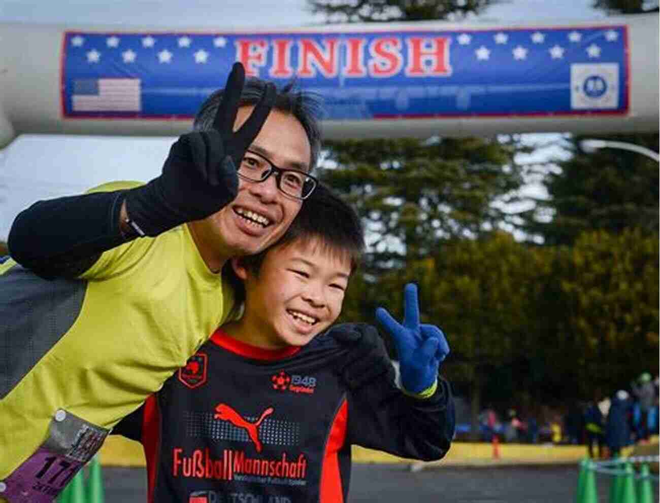 Father And Son Crossing Finish Line The Mother Son Running Streak Club: How I Bonded With My Nine Year Old Son By Running With Him Every Day For A Year