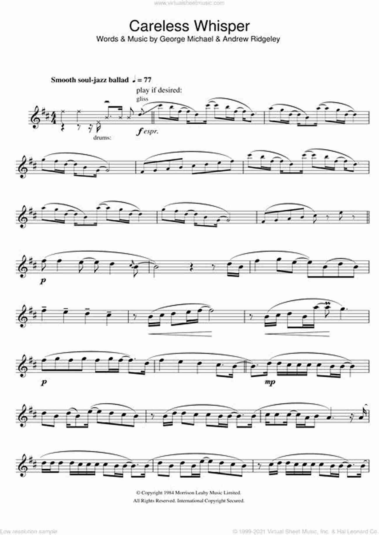 George Michael Careless Whisper Sheet Music For Alto Sax 101 Popular Songs For Alto Sax (SAXOPHONE)