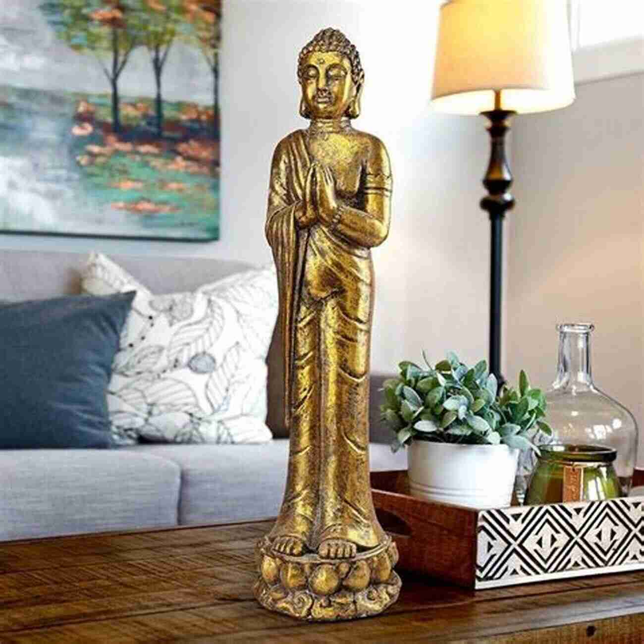 Golden Statue Of Buddha Radiating Serenity Back Over The Mountains: A Journey To The Buddha Within