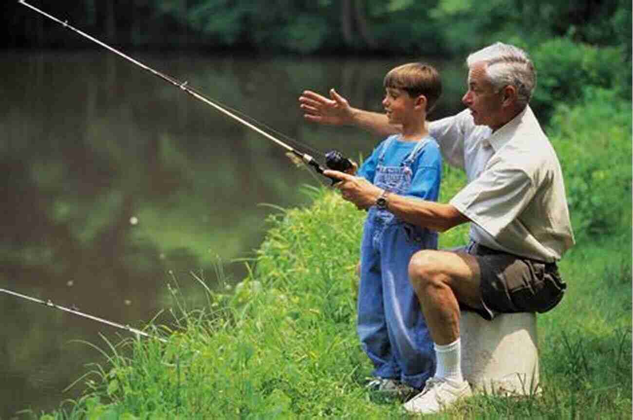 Grandpa Teaching His Grandson How To Fish By The Lake Over Grandpa S Shoulder: Short Stories: A Family Of 12: The Growing Up Years (Over Grandpa S Shoulder: Stories From The Past 1)