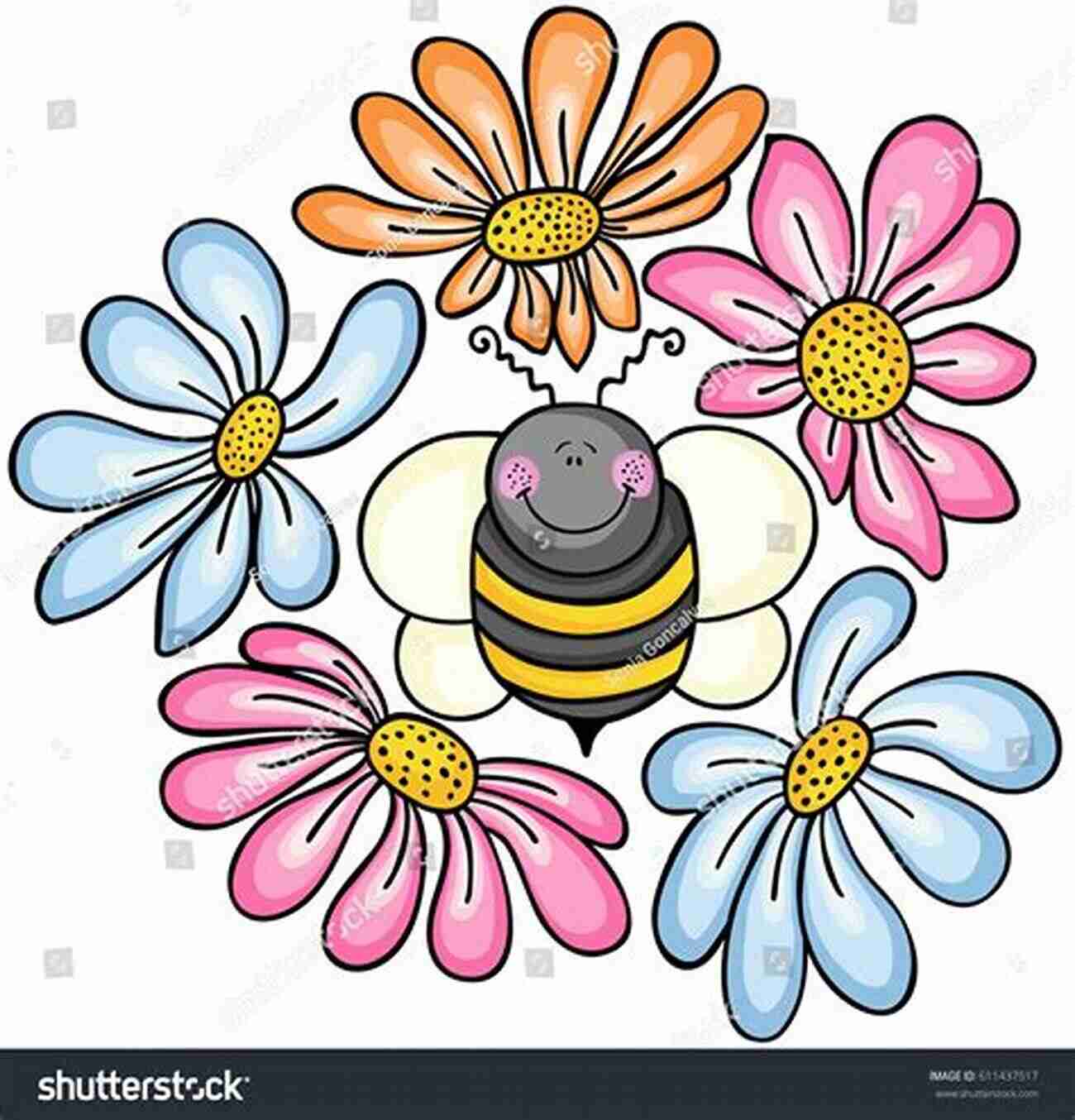 Illustration Of A Majestic Queen Bee Surrounded By Vibrant Flowers The Queen Bee And Other Nature Stories