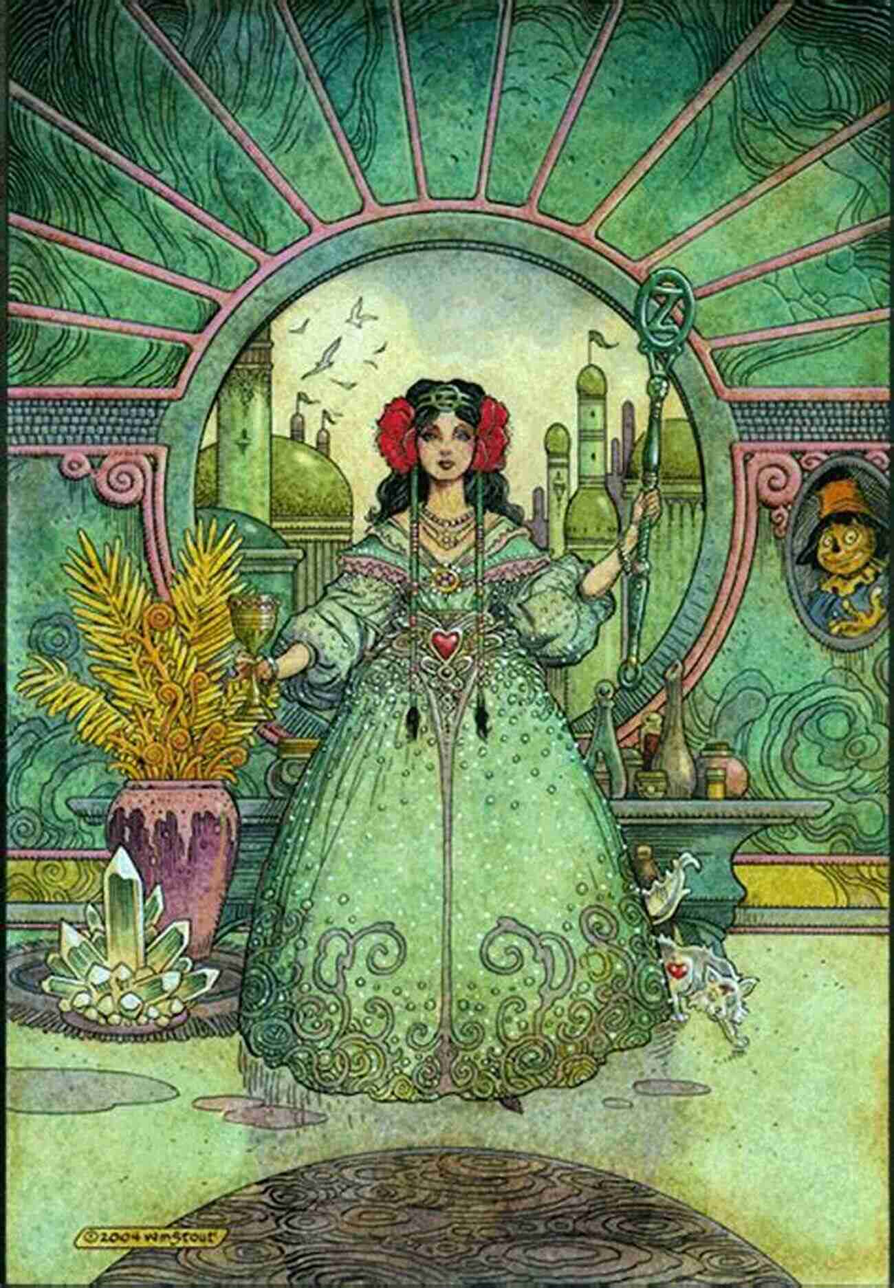 Illustration Of The Lost Princess Of Oz Ozma Standing In Front Of A Majestic Emerald Castle, Surrounded By Her Fantastical Companions The Lost Princess Of Oz Illustrated