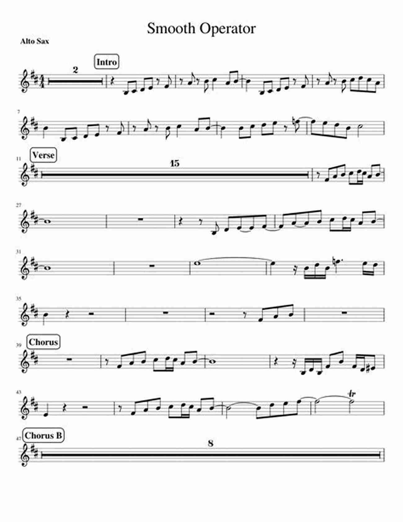 Sade Smooth Operator Sheet Music For Alto Sax 101 Popular Songs For Alto Sax (SAXOPHONE)