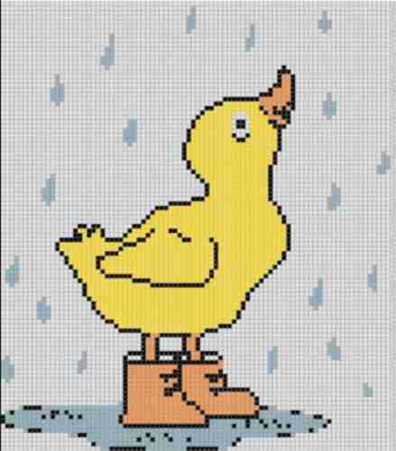 Duck In The Rain Cross Stitch Pattern