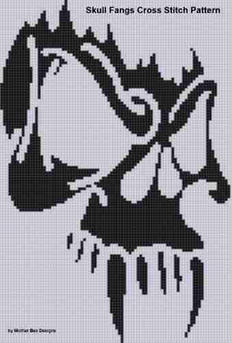 Skull Fangs Cross Stitch Pattern