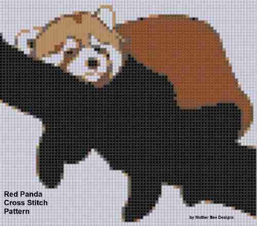 Red Panda Cross Stitch Pattern