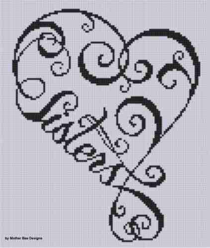 Sisters Heart Cross Stitch Pattern