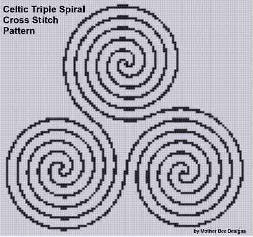 Celtic Triple Spiral Cross Stitch Pattern